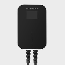 BESEN 32amp EV charging station model BS20, featuring a compact black design with a blank digital display and a vertical indicator light.