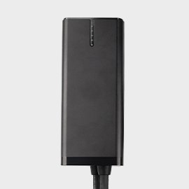 BESEN 32amp EV charger model BN30, featuring a rectangular black design with a vertical row of LED indicators turned off.