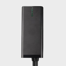 BESEN 32amp EV charger model BN30, featuring a rectangular black design with a vertical row of green LED indicators.