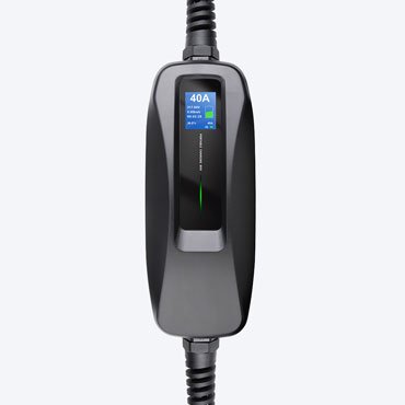 BESEN Portable Level 2 EV Charger PCD040 with a digital display showing charging status.