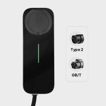 BESEN Tesla Model 3 EV charger, Model BS30, featuring a sleek black charging unit with a coiled cable and Type 2 and GB/T plug options.