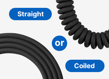 BESEN EV charger cables available in straight or coiled designs, offering customization for space and usage needs to enhance convenience and efficiency.
