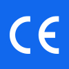 CE certification icon in a blue square, indicating that the BESEN PCD030 portable electric car charger meets European safety, health, and environmental protection standards.