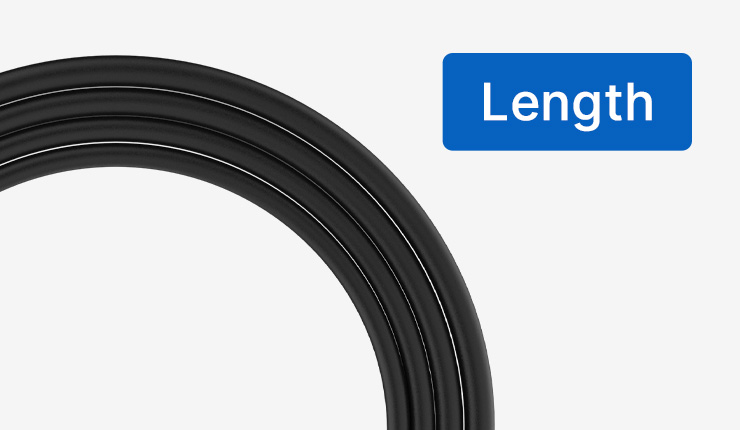 Close-up of a coiled charging cable with a focus on customizable length options for the BESEN SQP400 charger.