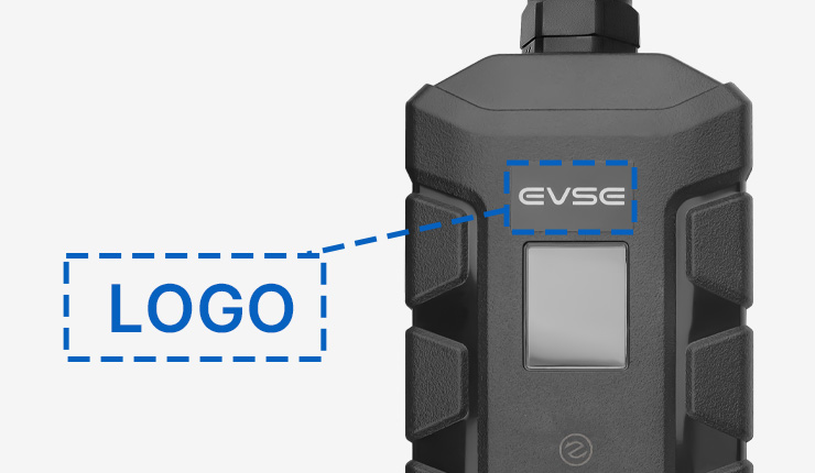 Close-up of a BESEN SQP400 portable charger with a highlighted section for laser-printed logo customization, ideal for corporate branding.